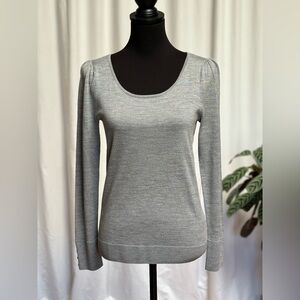 Talbots long sleeve Merino wool sweater.Lightweight, scoop neckline. Gray.